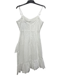 Cotton White Lace Embroidered Dress / Slim Fit Dress For Ladies Sexy Style