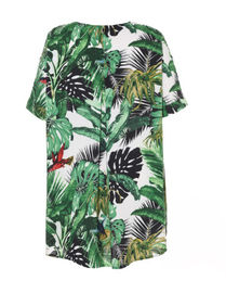 Green Printing Ladies Fashion Tops Summer Round Neck T Shirt Short Or Long Length