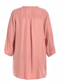 Pink V Neck Fashion Ladies Blouse Casual Plus Size With Elastic Sleeve