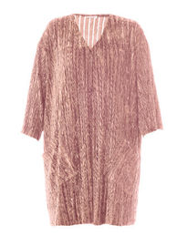 Pink Color Plus Size Autumn Dresses V Neck Feather Medium Sweater Dresses