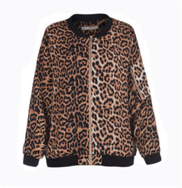 Leopard Printed Ladies Stylish Coats Anti Shrink Thick Long Sleeve Simple Design
