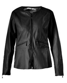 Cool Slim Fit Ladies PU Jackets With Zipper Design And Back Stud Decoration